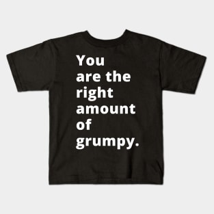 You Are The Right Amount Of Grumpy. Funny Valentines Day Saying. Kids T-Shirt